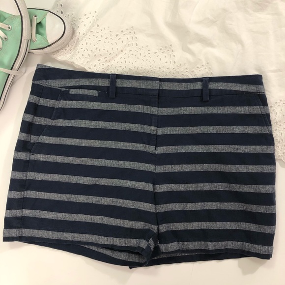 Lands' End Pants - Lands End Not Too Low Rise Navy Striped shorts